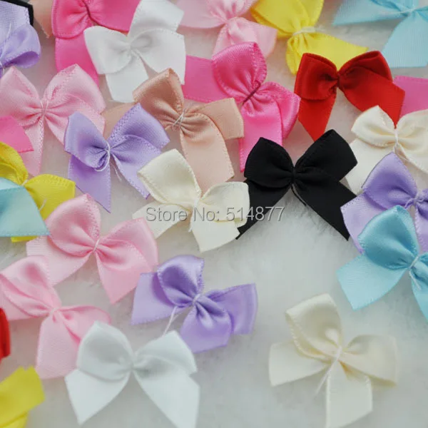 50pcs Mini Satin Ribbon Flowers Bows Gift Craft Wedding Decoration B176