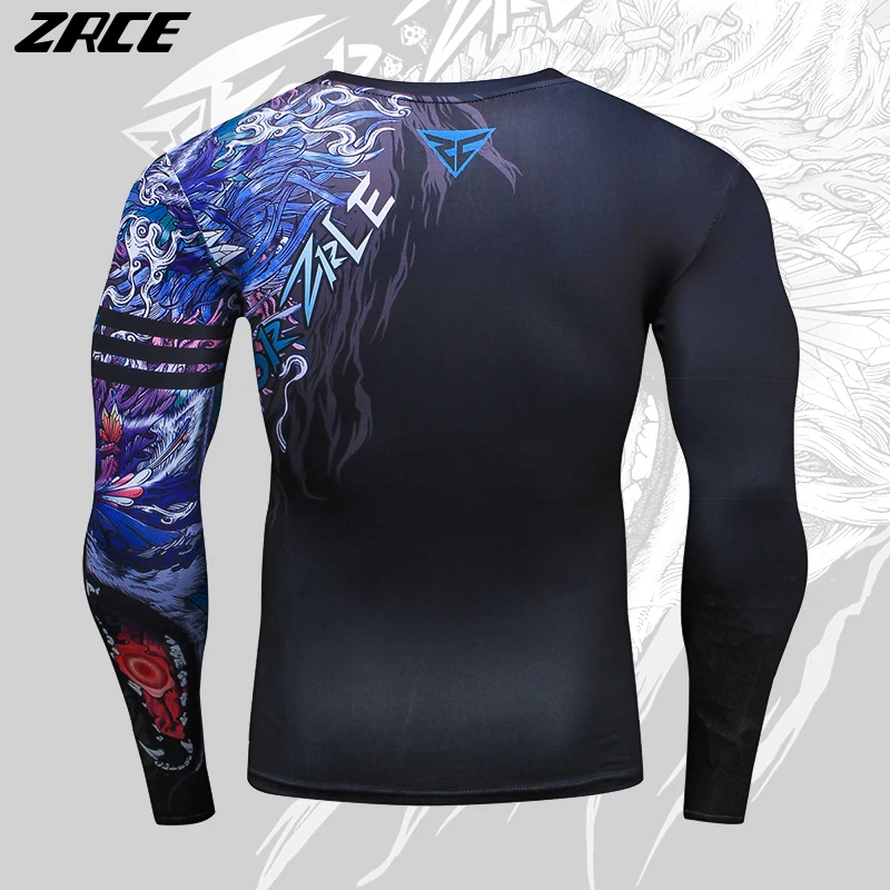 ZRCE 3D принт с животными Мужская футболка быстросохнущая фитнес-джоггеры Мужская модная Толстовка Рашгард высокое качество компрессионная рубашка