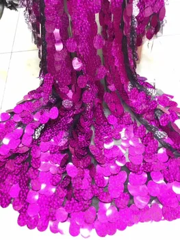 

yaking-52507 embroidered lace fabric on sale sequins tulle mesh lace fabric for wedding dress