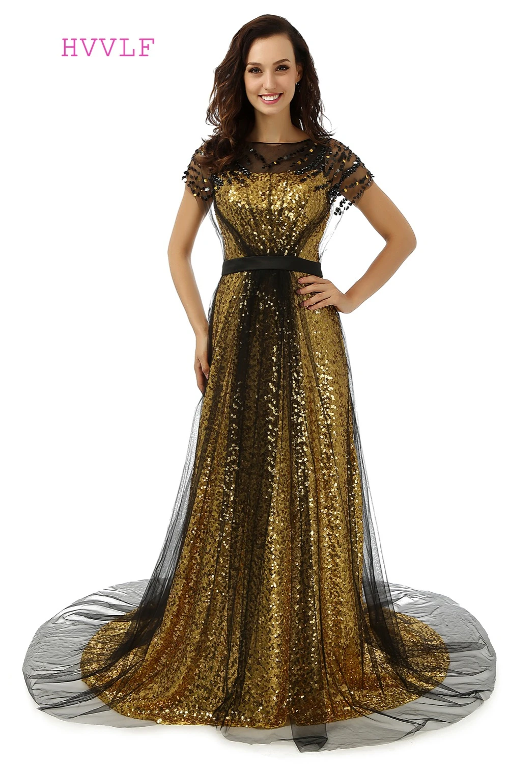long gown gold and black