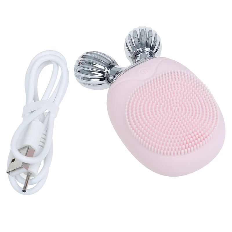 

Hot USB Rechargeable Face Cleaner Face-lift Roller Face Beauty Tool Electric Silicone face Cleansing Brush Vibration Massage