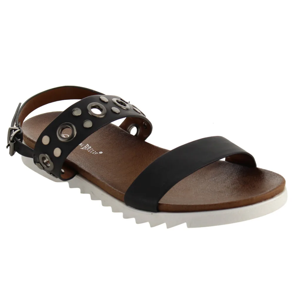FJ34 Women's Shoes Comfy Metallic Trim Sling Back Dress Sandals-in Women's Sandals from Shoes on 