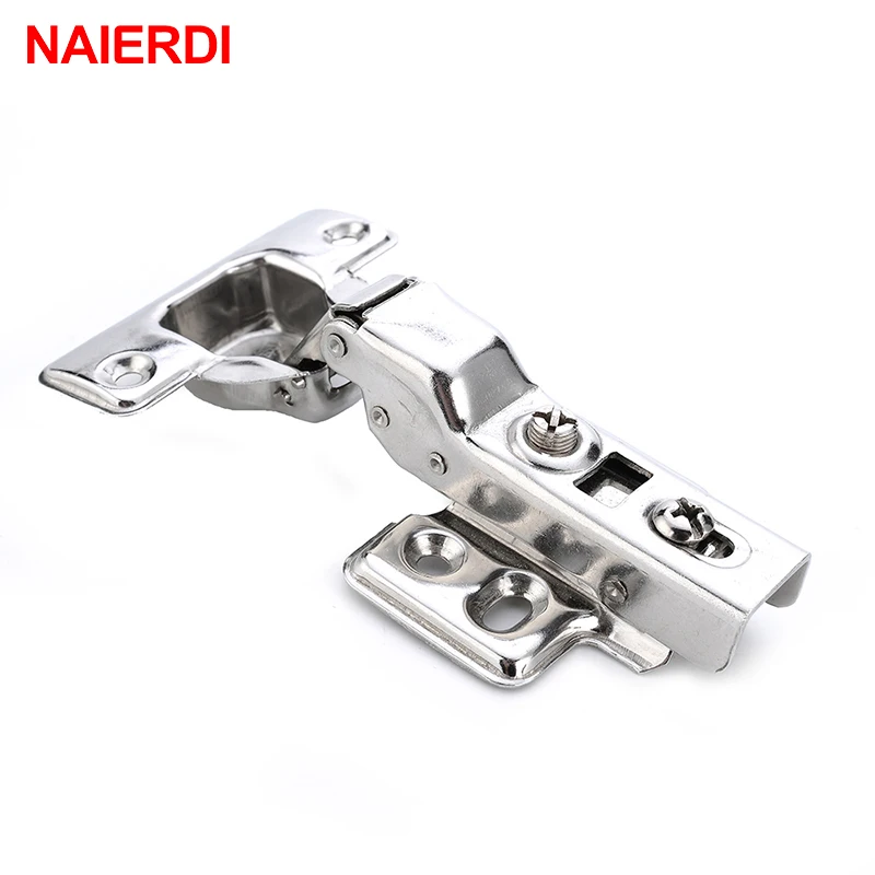 Stainless Steel Door Hinges 4PCS NAIERDI C Serie Hinge Stainless Steel Door Hydraulic Hinges Damper Soft Close For Cabinet Kitchen Furniture Hardware
