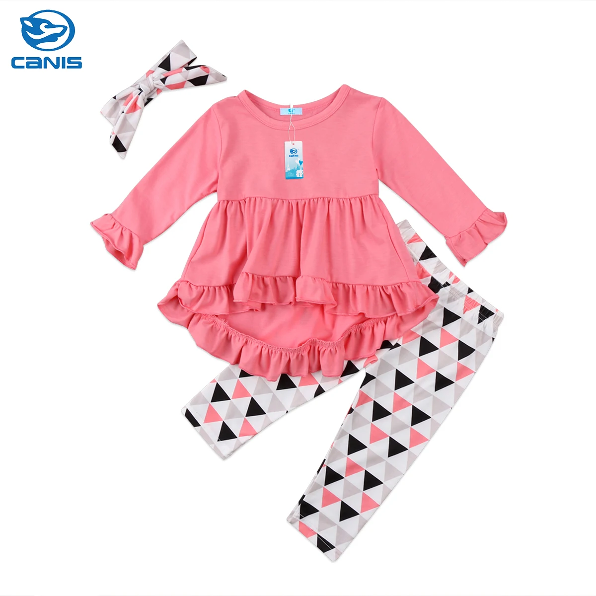 Infant Baby Girl Outfit Flower Sleeve Kids Toddler Pink T shirt Dress