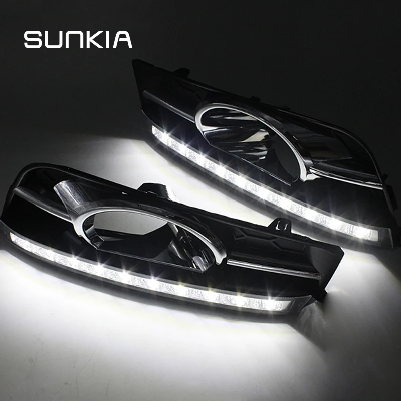 SUNKIA LED Daytime Running Light DRL For Chevrolet Cruze (2009-2014) DRL With Dimmed Function and Turning Signal Fog Lamp Modify sunkia 2pcs set led daytime running light waterproof drl for chevrolet malibu 2012 2013 2014 drl fog lamp modify turn signal