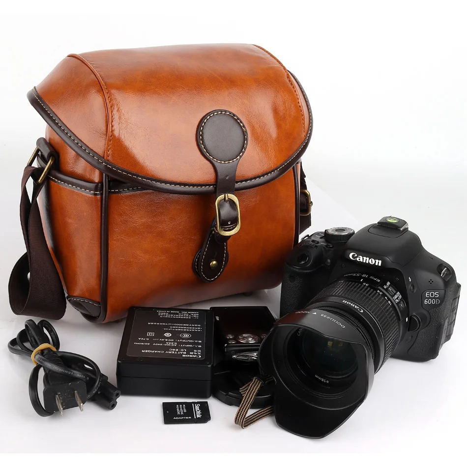 Ретро Чехол из искусственной кожи для DSLR камеры Canon EOS 750D 1300D 200D 5D 6D 60D T5i T6i Nikon D7500 D5300