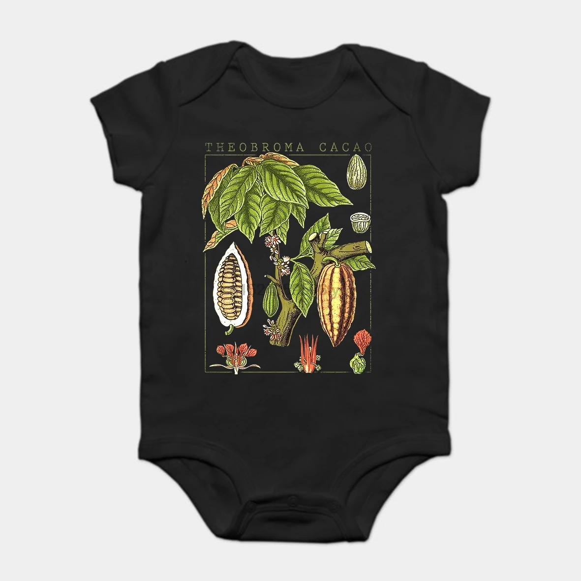 

Baby Onesie Baby Bodysuits kid t shirt for Summer Chocolate Botanical Garden Plant Print Botany Fruit Flower Cacao