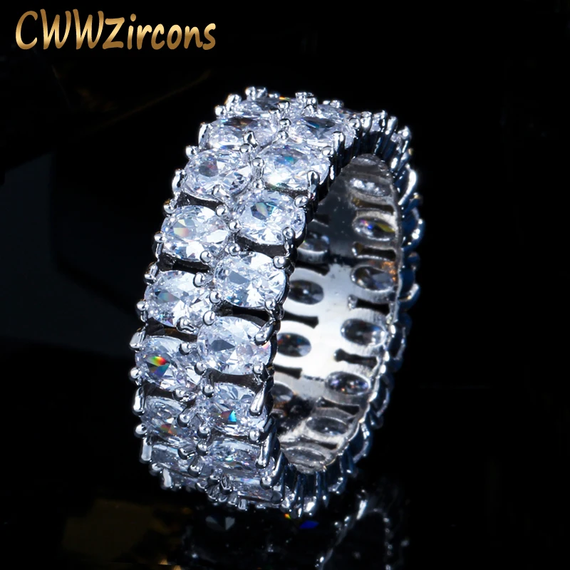 

CWWZircons Gorgeous Oval Cubic Zirconia Crystal Big Party Rings Jewelry White Gold Color Luxury Wedding Band Ring for Women R111