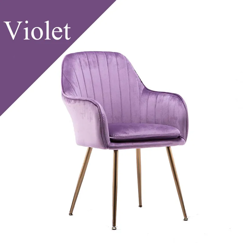 Скандинавские стулья для столовой диван современный PU кофейный стул китайская железная мебель стул простой Ресторан Повседневный кафе стол стул - Цвет: Фиолетовый