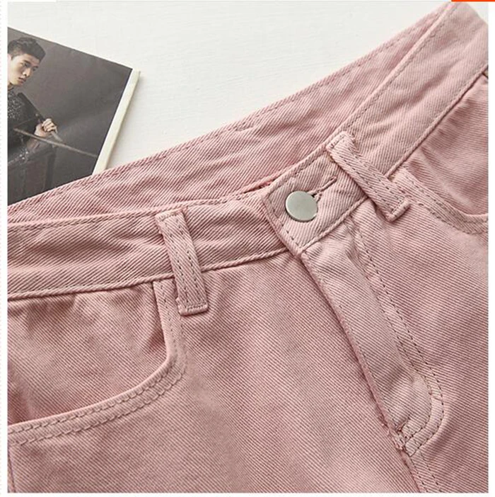 Шорты Для женщин Карамельный цвет 2019 дамы Высокая талия джинсовые шорты с ширинкой на пуговицах Повседневное хлопок Высокая талия женские