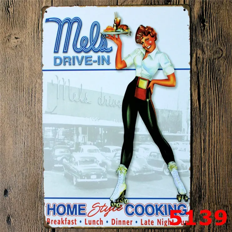 Металлический постер в стиле ретро сексуальные женские винтажные жестяные вывески Прачечная Кухня Кофе напиток торт картина Настенный декор железная наклейка YN047 - Цвет: YG482