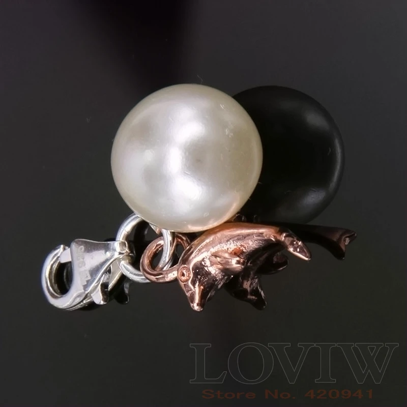 

Dolphin with Simulated-pearl Charm pendant German silver charms Bijoux DIY Bracelet Accessories NEW fashion thomas style Jewelry