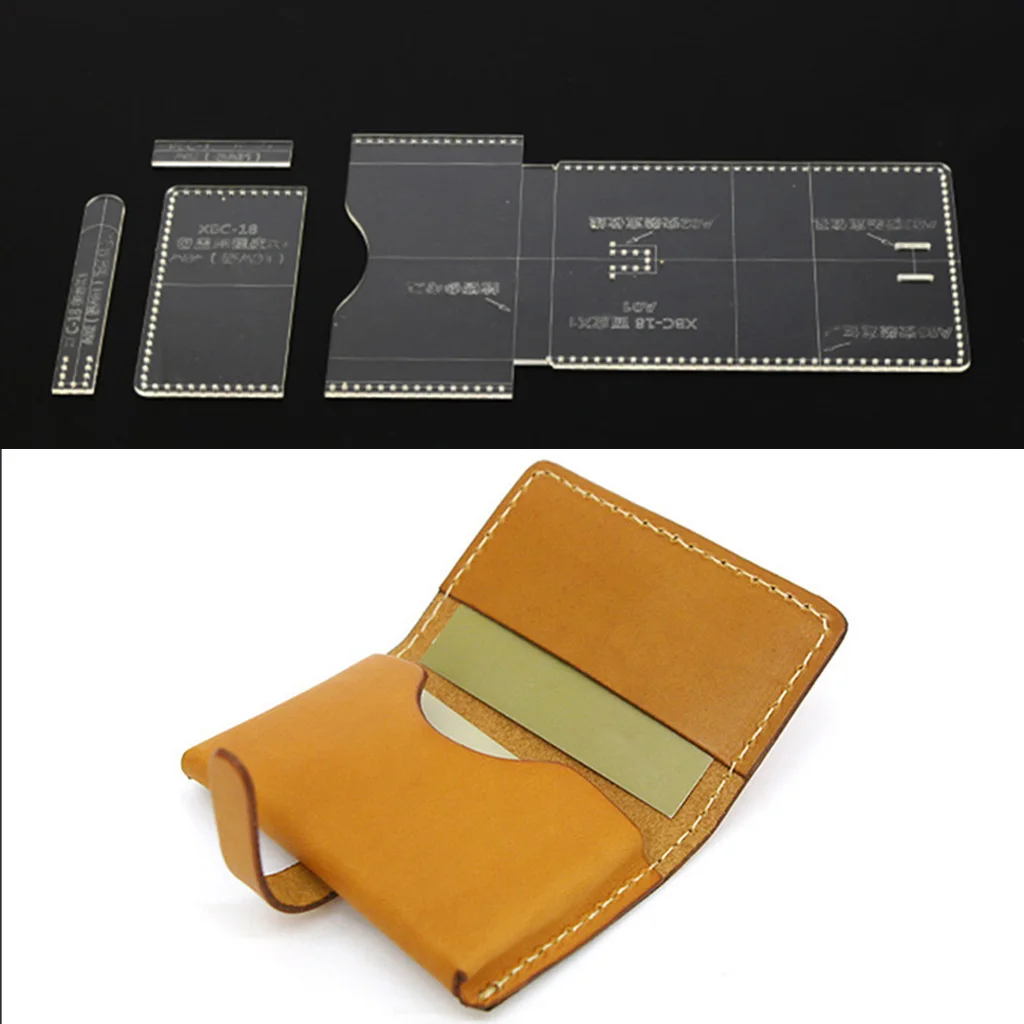 4Pcs Clear Acrylic Mini Card Bag Stencil Template Set Leather Craft DIY Tools for Beginner or Professional