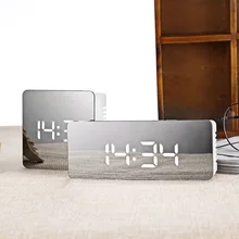 Цифровой зеркальный будильник светодиодный электронный настольный часы Повтор будильника Отображение времени температуры для украшения дома