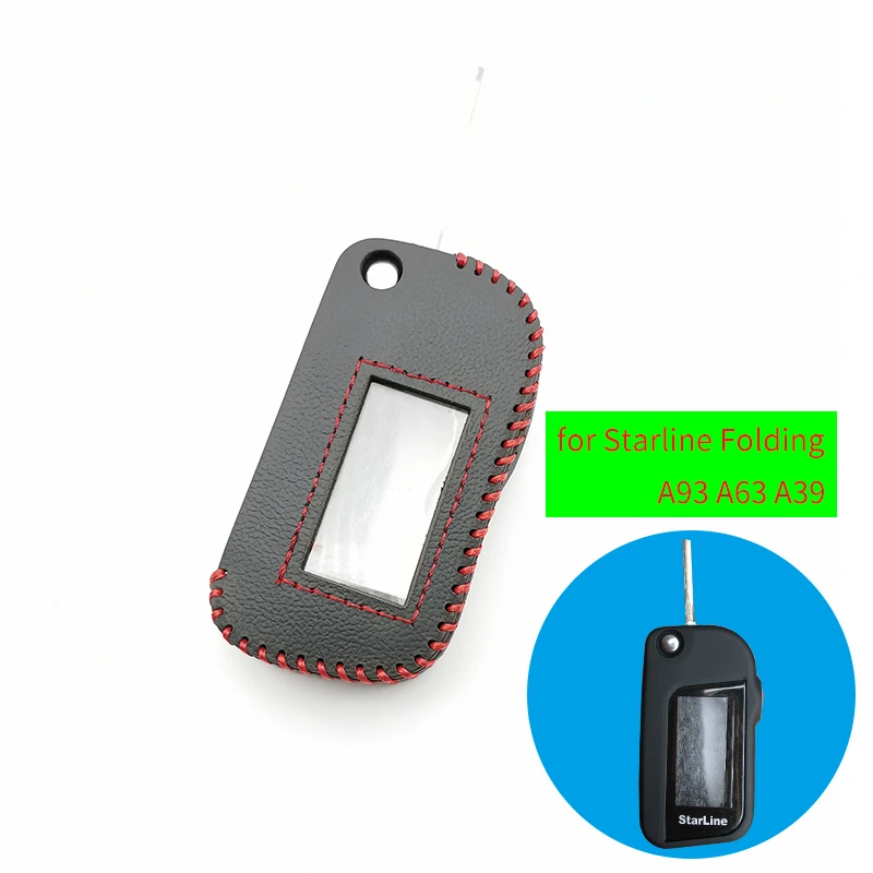 

High Quality Leather Key Case for Starline Folding A93 A63 A39 A93 LCD Remote Car Alarm System Security Key Cover