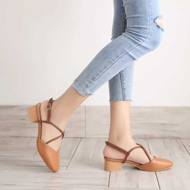 

Big Size 11 12 13 high heels sandals women shoes woman summer ladies Square Crossed Grandma's High-heeled Shoes