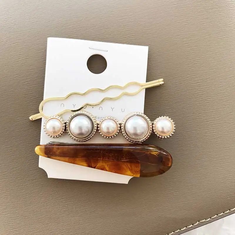 

3pcs/Set NEW Pearls Hair Clips For Women Fashion Sweet Imitation Korean Style Hairpins Alloy Hairgrip Girls Hair Accessories