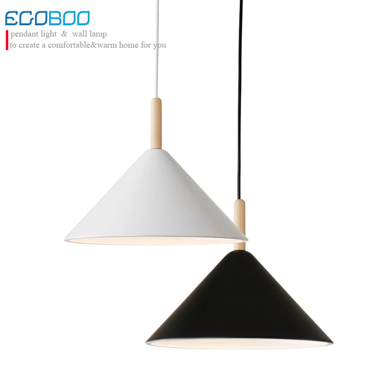 Modern Wood Pendant Lights Lamparas Black White iron lamp shade Luminaire Dining Room Lights Pendant Lamp For Home Lighting