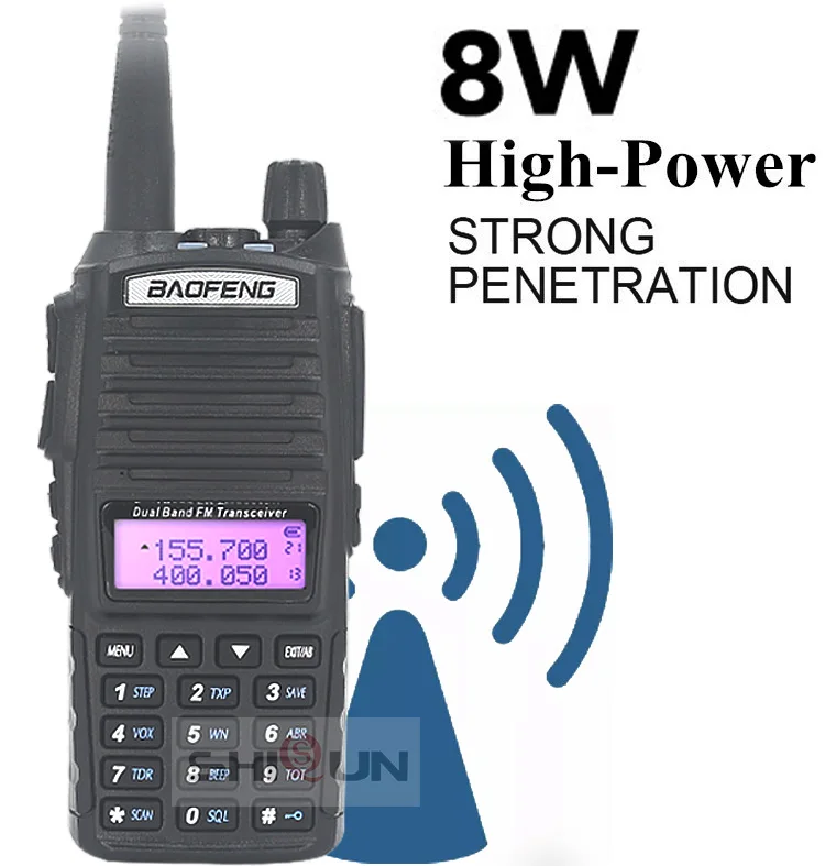 Двойной PTT Baofeng UV-82 8 Вт Радио 10 км портативная рация добавить дополнительный аккумулятор Удобный любительский радио UV-5R UV-9R плюс для охоты