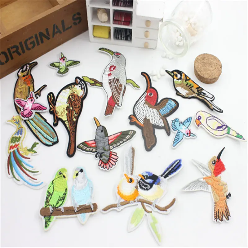 

2017 year different style bird new arrive hot melt adhesive applique embroidery patches stripes DIY accessory high quality