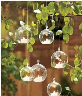 

8CM hanging glass candlesGlass Ball Tea Light Holders Wedding Candlestick Hanging Glass Indoor Planter Terrariums For Home Decor