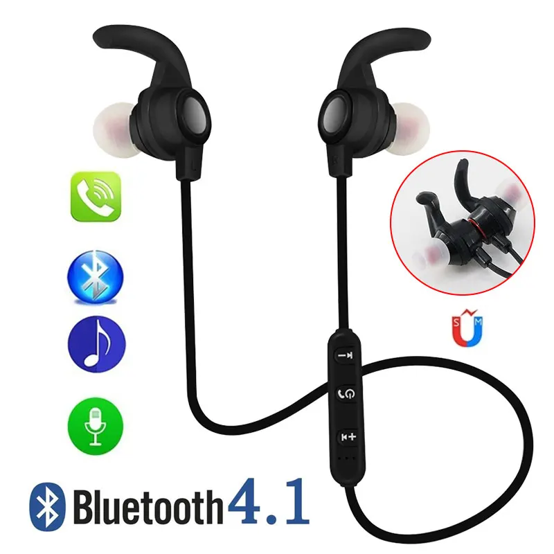 Беспроводная Магнитная гарнитура стерео Bluetooth 4,1 водостойкие бас стерео наушники с микрофоном для смартфона