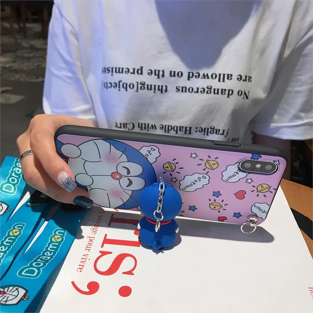 Чехол для iPhone 12 11 Pro Xs Max XR 6 7 8Plus чехол с надписью Love Doraemon из ТПУ мягкий подставка