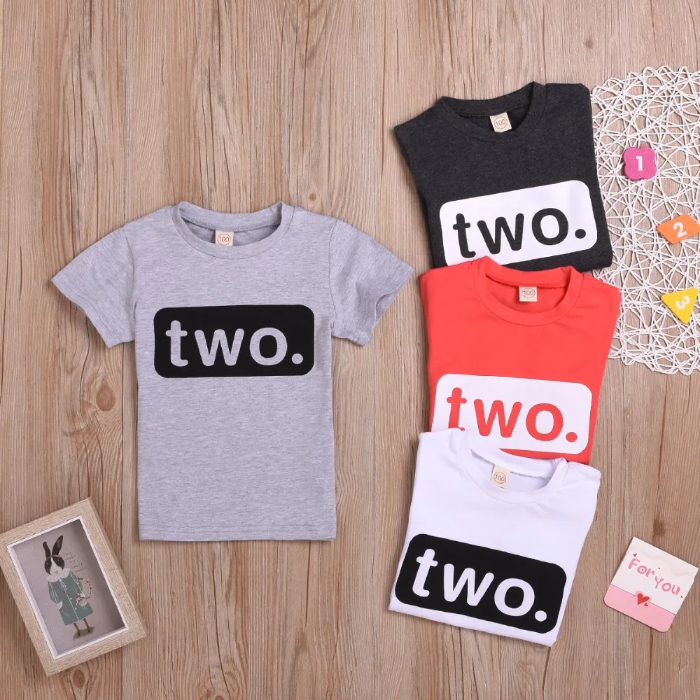 

2nd Birthday Shirt Baby boy 2 Year Old Toddler Kids Outfit Second Two T-Shirt Party Cotton Clothes