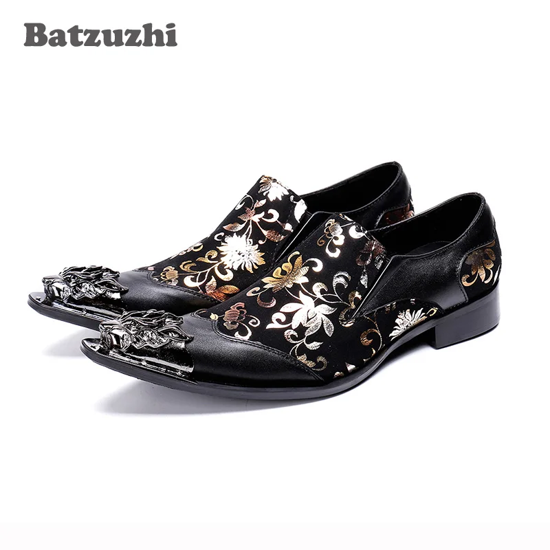 Zapatos Schwarz Batzuzhi Leder Mode Italienische Party Drachen Schwarzes Hombre Spitze Modell Metall Prom Wies Männer Schuhe Business De wpHrXpxq6n