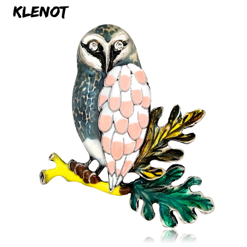

Cute Owl Pins and Brooches For Women Colorful Enamel Bird Branch Animal Brooch Rhinestone Retro Silver Brooch Scarf Pins Jewelry