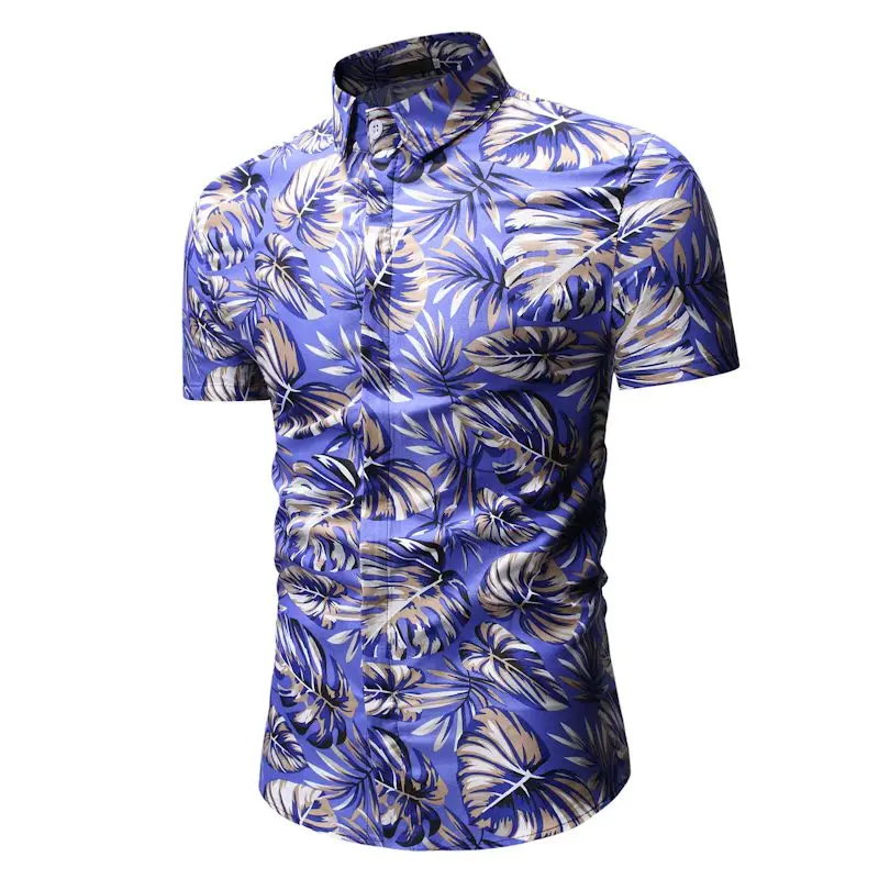 

2019 summer new men's fashion new Hawaiian beach short sleeve shirt casual short sleeve floral shirt