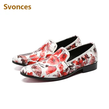 

Fashion Designer Dressing Shoes Luxury Genuine Leather Flower Laofers Man Casual Party Soulier Zapatillas Homme Brand Shoes Size