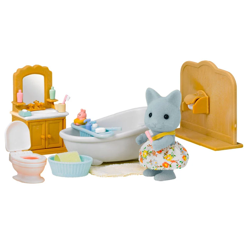 Sylvanian Families кукольный домик мебель аксессуары для ванной сцены игровой набор w/Cat Фигурка девочка детская игрушка подарок новинка 5165