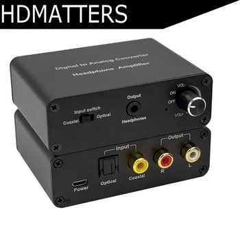 

Digital to analog audio converter with coaixal spdif/toslink headphone&volume controlo PCM audio to L/R RCA audio converter