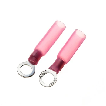 

50Pcs Red M5 Heat Shrink Ring Terminals Insulated Electrical Wire Cable Connectors for Marine Automobile