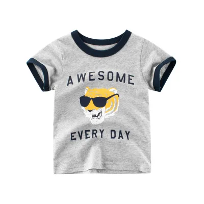 CALOFE/футболка для мальчиков с мультяшным принтом летние футболки для мальчиков младенцев, девочек с изображением тигра хлопковые топы с надписями для малышей - Цвет: Style 1
