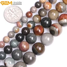 Драгоценный камень-внутри 6-12 мм 15 ''натуральный круглый полихром яшма бусины для изготовления украшений ожерелья браслеты для женщин DIY бусины