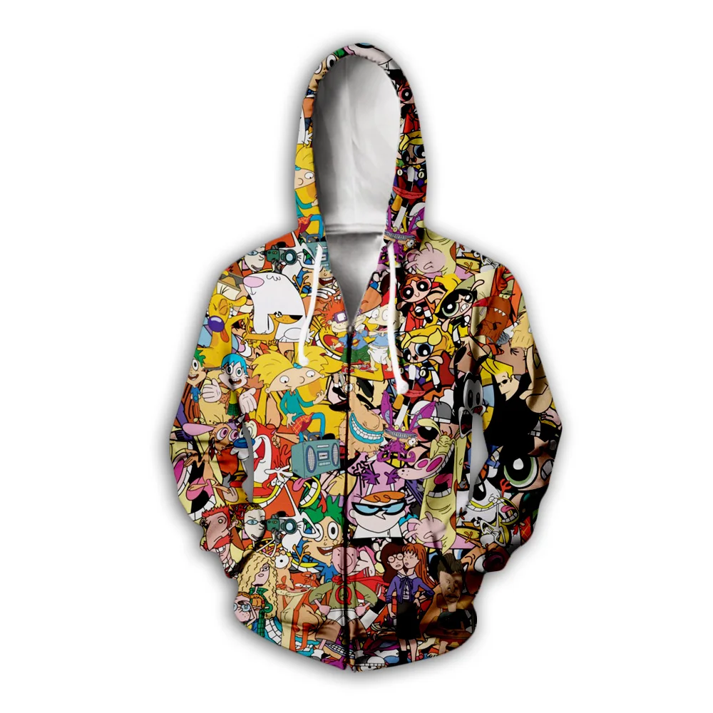 zipper hoodies Г.; 90 s; толстовка с 3d принтом с героями мультфильмов для мужчин и женщин; толстовки с героями мультфильмов; одежда; moleton masculino; размеры XS-7XL; - Цвет: zipper hoodies