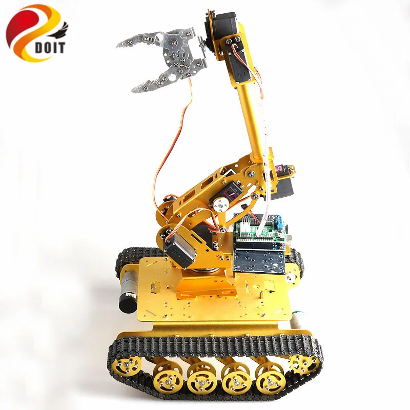  SZDOIT Wifi/Bluetooth/Handle Control 8DOF Metal Robot Arm With Gripper+Smart Tank Chassis Kit Robot - 33056337284