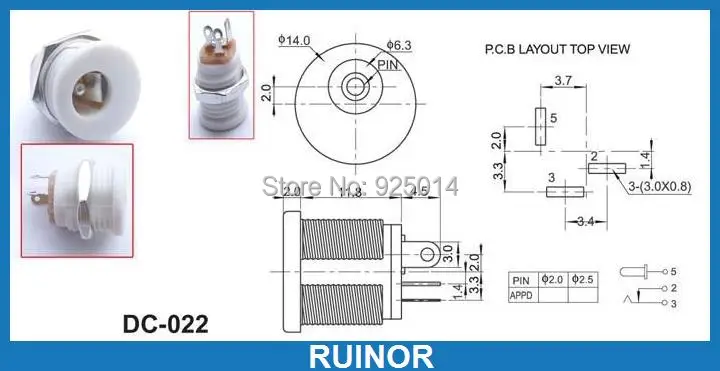 

100 PCS White 5.5MM 2.1mm DC Socket PLUG Nut Panel Mounting Soldering Connectors