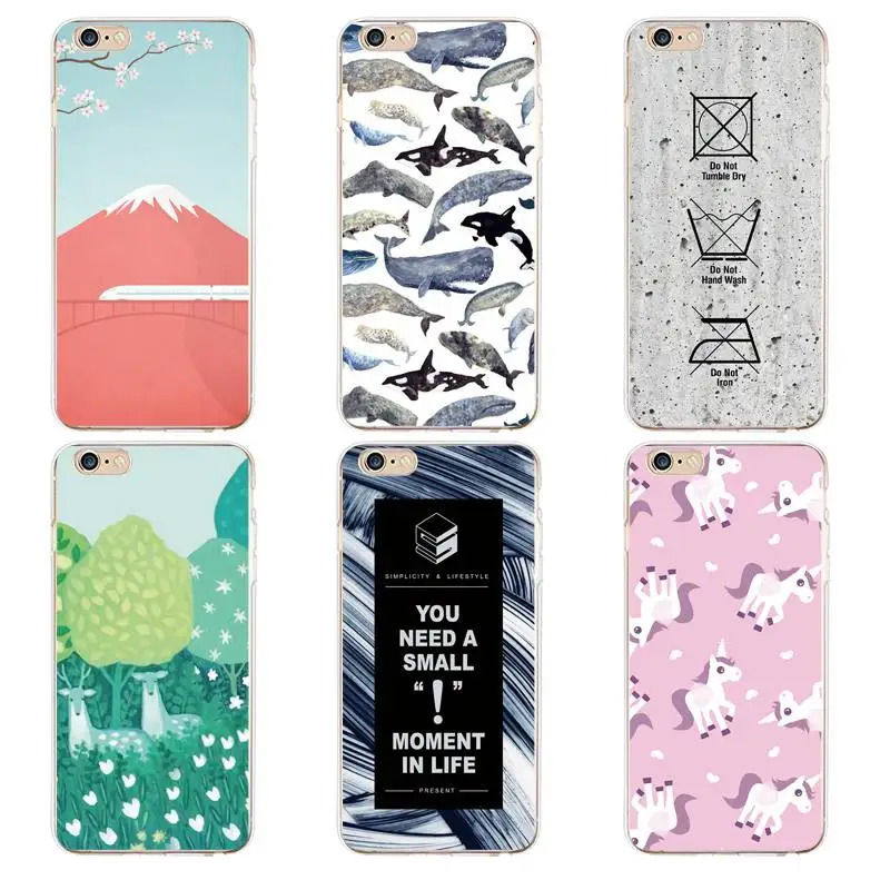 Soft Silicone TPU Phone Case For iPhone 4/4s 5 5s 6 6plus 7 8plus x fish Horse Scenery Simple Free Shipping | Мобильные телефоны и