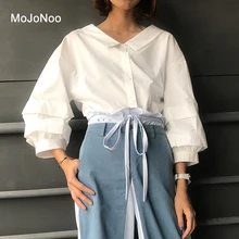 MOJONOO Autumn Spring 2017 Ladies White Blouses Cotton Long Sleeve High Quality Women’s Tops And Blouses Shirt Office Work Wear