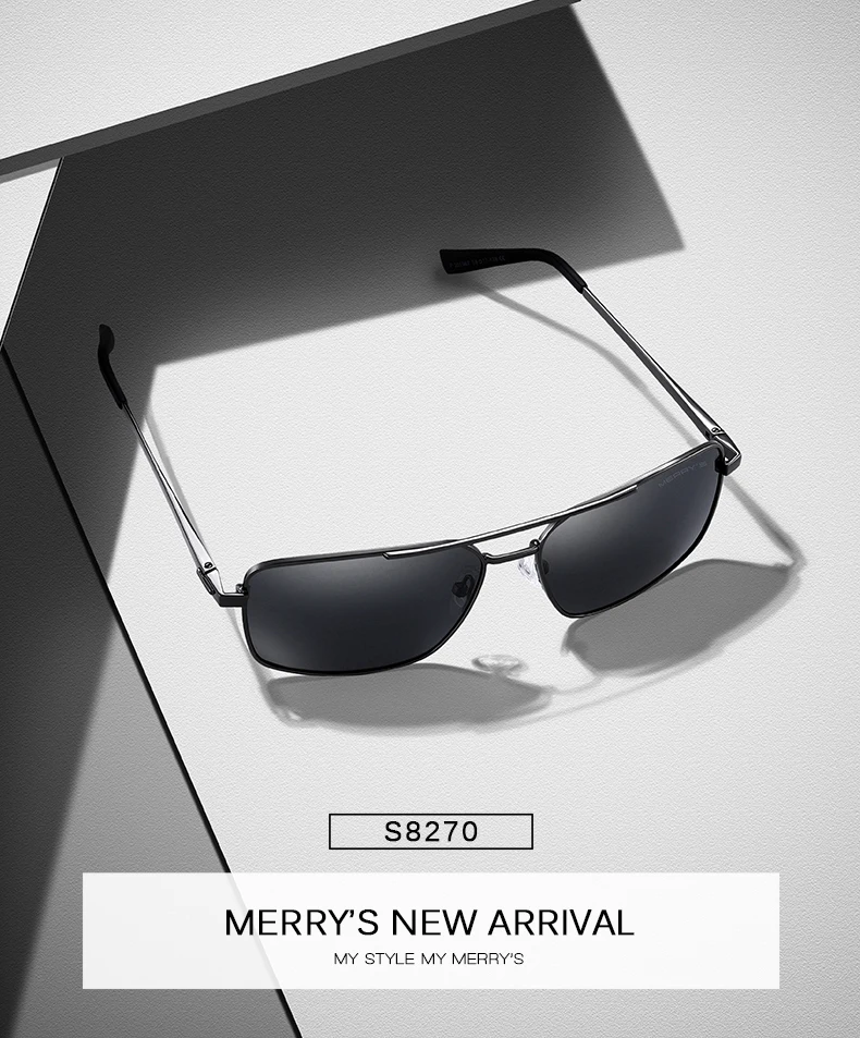 Merry's, мужские классические прямоугольные солнцезащитные очки, авиационная оправа, HD поляризационные солнцезащитные очки для мужчин, для вождения, защита от уф400 лучей, S8270