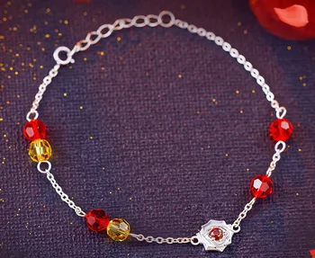 

S925 Silver Fate/EXTRA Red Saber Nero Claudius Red Rose Bracelet Hand Chain Cosplay Girlfriend Girls Xmas Valentine's Gift N1