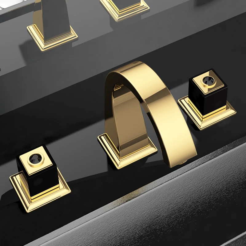 

3 Holes 8" Widespread Basin Lavatory sink Faucet Tap square handles crystal NEW Luxury only ship to U.S address