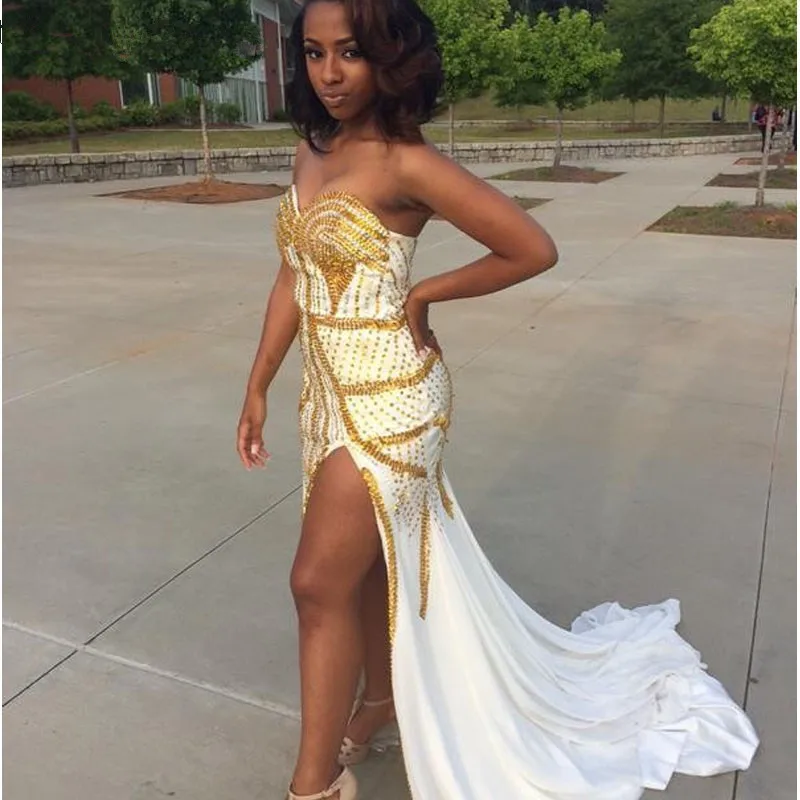 gold dress with train