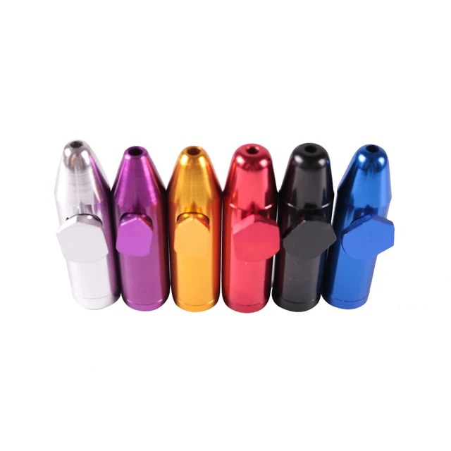3pcs Aluminum Snorter Sniffer Snuff Powder Bullet Dispenser Rocket Flat
