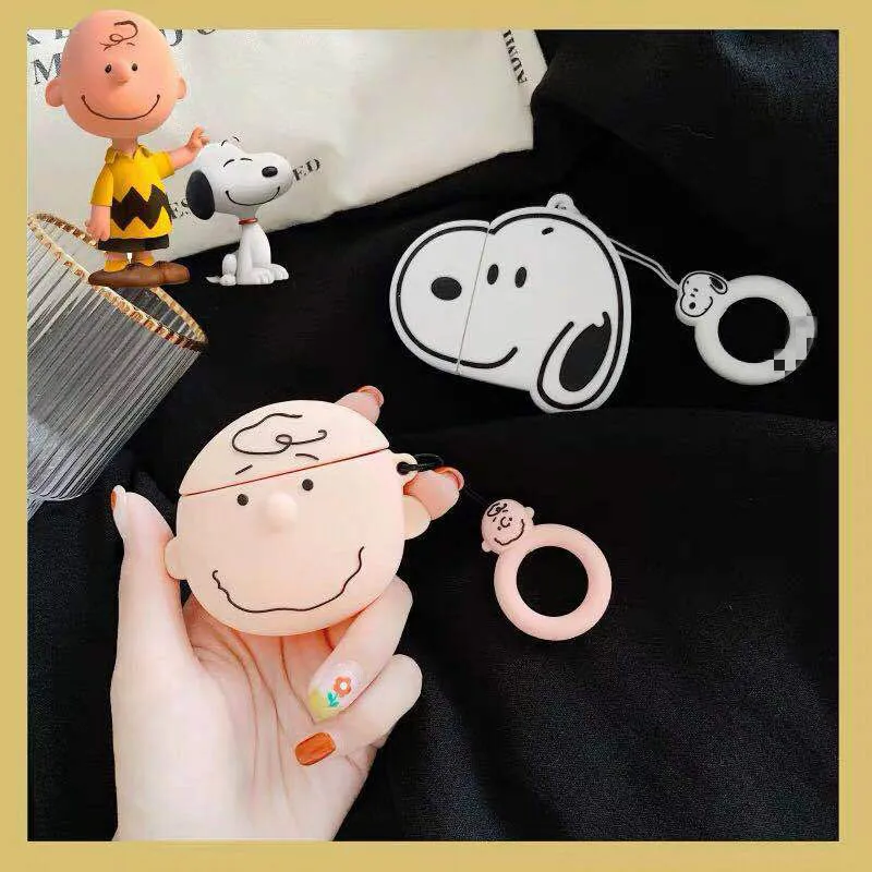 Case for AirPods Cute Cartoon Earphone Cases for Apple Airpods2 Accessories Protect Cover with Finger Ring Strap Unique Charlie