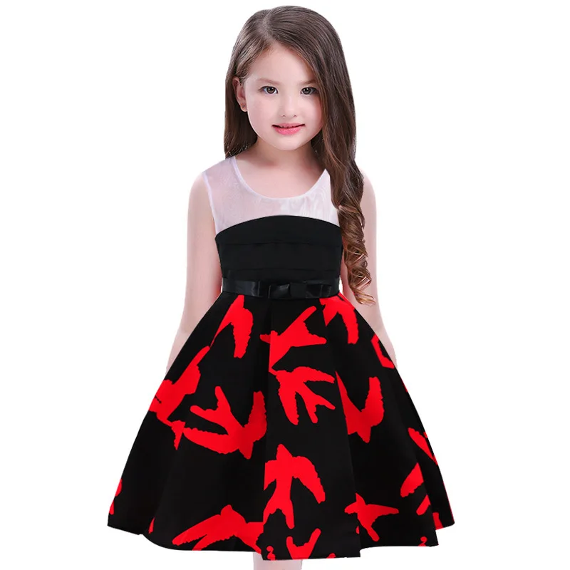 font b Vestidos b font Girls Party dress 2018 Kids clothes Printed dovetail girl onepiece