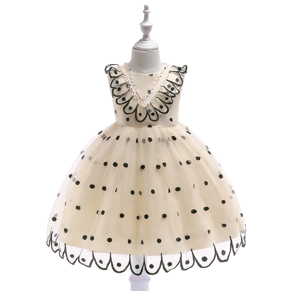 

2019 Kids dress For girls Lace Tulle Flower Embroidery Dresses Children Clothing 2-8Year baby girl Wedding Party Princess Dress
